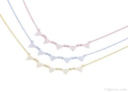 factory whole drop top quality micro pave cz triangle link chain delicate dainty chain 925 sterling silver fashion ne7140649