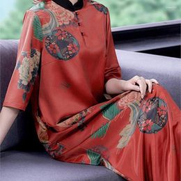 Ethnic Clothing Chinese-Style Silk Cheongsam Dress For Women Fashionable Stylish Mother Covering