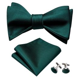 Bow Ties Self For Men Silk Butterfly Tie Green Designer Hanky Cufflinks Suit Collar Removable Barry WangLH-1012 288n