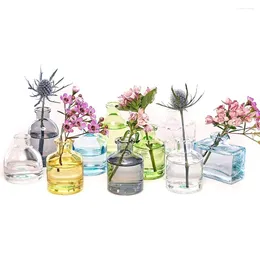 Vases Home Decoration Small Mini Flower - Clear Glass Bud Set Of 10 Color Cute Vintage Rustic Centerpieces For Wedding