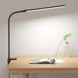Table Lamps LED Desk Lamp With Clamp Eye-Caring Clip Lights For Home Office 3 Modes 10 Brightness Long Flexible Gooseneck