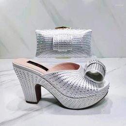 Dress Shoes 2024 Fashionable Designed Luxury Africa Bright Summer Party Banquet Elegant Ladies's Platfrom High Heel Shoe And Bag For Wedding