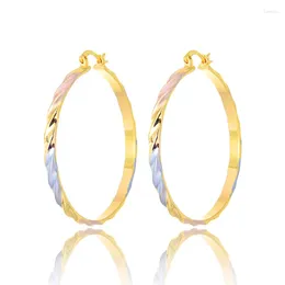 Hoop Earrings Vintage 18K Gold Plated Round Water Ripple Womens Fashion Jewelry Accessories Wedding Birthday Holiday Gift