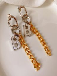 High Quality women earring stud Letter B Cuban Chain tassel Fashion Ear Buckles Minimalist shiny nonfading men Earrings Metal Gol8317493
