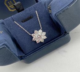 H luxury jewelry necklace Pendants diamond sweater 925 Sterling Silver flower Plated designer thin chain women necklaces fash280Y7094338