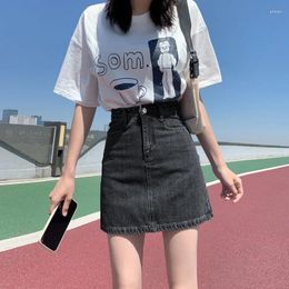 Skirts Women Short Skirt Female Casual Pocket Solid Simple Jeans Summer Office Lady Korea Loose High Waist Miniskirt Mini