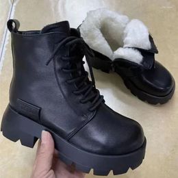 Boots Fashion Lace Up Women Shoes 2024 Winter Cold-proof Warm Women's Platform Anti-slip Comfortable For The Elderly