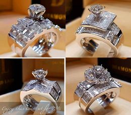 Vecalon Boho Female Diamond Wedding Ring Set Fashion 925 Silver Big Stone Finger Ring Promise Bridal Engagement Rings For Women1988498