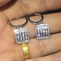Vecalon Classic Dangle earring Diamond 925 Sterling silver Party wedding Drop Earrings for women Bridal Jewelry Gift 311y