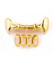 Whole Hip Hop Teeth Grillz Set Top Bottom Dental Grill Jewelry Halloween Gifts Bling Custom Tooth Cap Body Jewelry American 6417332