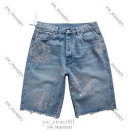 shorts men denim teara designer women short for mens luxury high qulity straight holes tight flower printing denim shorts slim hip hop street black pants 7662