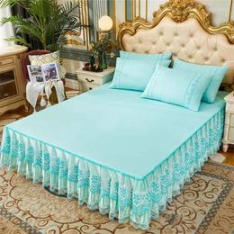 Bed Skirt Lace Bedspread Pillowcase 3 Piece Set Style Multi-layer Dustproof Decorative Bedcover 2m Bedding Mattress Cover