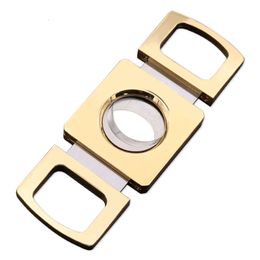 Square Gold Plated Cigar Cutter Stainless Steel Home Portable Metal Tobacco Scissor With Smoking Tools