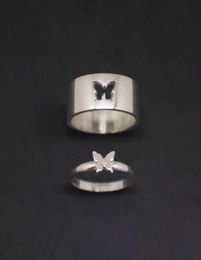 Couple Rings Butterfly Matching for Women Men Wedding Set Promise Ring Lovers Gold Sier Color5748674