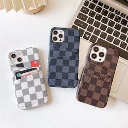 Designer Phone Case Luxury Letter Card checkerboard leather iphone 15 Pro Max 14 13 12 Mini 11 XS XR X 8 7 Plus 15Plus protected phone case