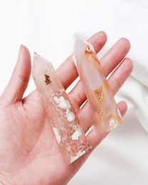 Natural Cherry Blossom Agate Point Wand Arts Tower Obelisk Healing Crystal Decoration Minerals Quartz Pillar2051263