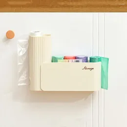 Storage Bottles Plastic Garbage Bag Dispenser Extractable Wall Mounted Bags Holder Foldable Space Saving Trash Box Office