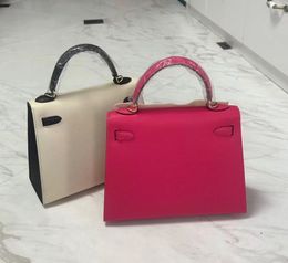 designer handbag 25cm shoulder bag women luxury totes epsom Leather handmade stitching red cream black colors to choose fast delivery