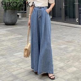 Women's Jeans Korean Chic Loose Casual Denim Women Vintage Pleated High Wasit Drape Pants Summer All-match Pantalon Vaqueros Mujer