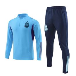 Soccer Jerseys Men's Tracksuits 972 Argentina Half Zip Long Sleeve Football Training Suit Set Smooth Board Adult Outfit L-4xl