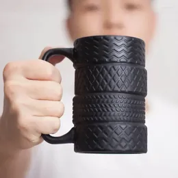 Mugs Ceramic Tyre Tire Coffee Mug Car Morning Cup Juice Milk For Birthday Holiday Gifts Cups Wheel Desk