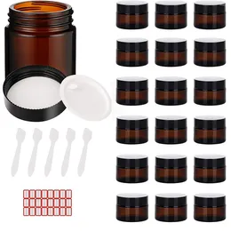 Storage Bottles 1pcs 5g-50g Glass Amber Cosmetic Face Cream Refillable Empty Makeup Jar Pot With Cap Lip Sample Lotion Container