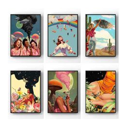 Wallpapers Beautiful Women Portrait Posters and Prints Retro Future Art Canvas Painting Wall Art Pictures Home Bar Room Decoration J240505