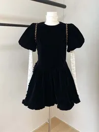 Casual Dresses Spring Summer A-Line Dress Classical Women Thin Fashion Turtleneck Fairy Puff Sleeve 2000s Aesthetic Frocks Gothic Kpop