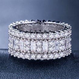 Victoria Wieck New Arrival Luxury Jewellery Circle Rings 925 Sterling Silver Princess Topaz CZ Diamond Eternity Wedding Band Ring for Wom 301g