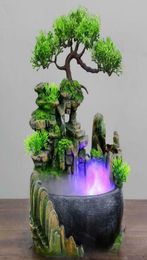 Decorative Flowers Wreaths 1Pcs Rockery Water Fountain Desktop Chinese Fengshui Lamp Waterfall Indoor Decor8612491