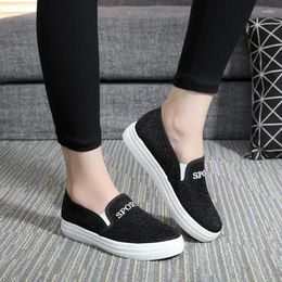 Casual Shoes Black Canvas Women's Slip On Flat Female Footwear Loafers Korean Designer Fashion 2024 Cotton High Quality Walking Autumn