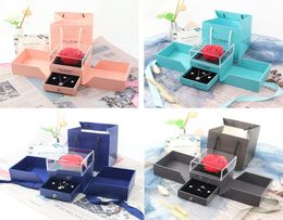 Roses box Flower Jewelry Boxs Unfade ROSE with Party Favor Surprise 100 Languages I Love you Necklace Strange Gift For Mother Girl8953745