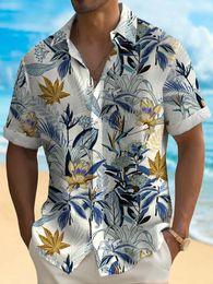 Beach Hawaiian Casual Mens Shirt Outdoor Street Daily Fall Turndown Short Sleeve Fashion Buttoned for Boys 240426