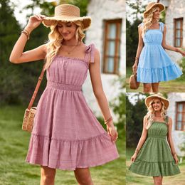 Fresh Casual Womens Clothing Summer Off Shoulder Ruffled Dress