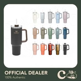 New 40oz Mug Tumbler With Handle Insulated Tumblers Lids Straw Stainless Steel Coffee Termos Cup With logo 247T