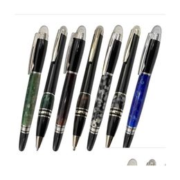 Ballpoint Pens Wholesale 5A Crystal On Top Rollerball Gel Pen Black And Sier Circle E M Roller Ball With Series Number Drop Delivery Dhhew