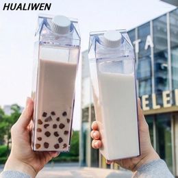 Water Bottles 500ml/1000ml Milk Carton Bottle Transparent Plastic Portable Clear Box For Juice Tea Drinking Cup