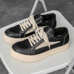 Casual Shoes Niche Men's Board Genuine Leather Lace-up Sneakers Women Luxury Trainers High Street All-match Mocasines Femme