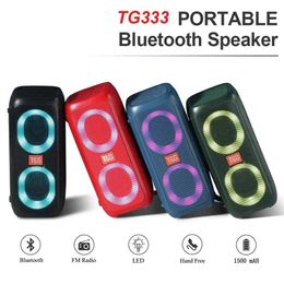 Portable Speakers TG333 Wireless Bluetooth 5.3 Speaker Convenient Dual Speaker Outdoor Subwoofer RGB Sound Light with FM Radio LED Card Insert USB J240505