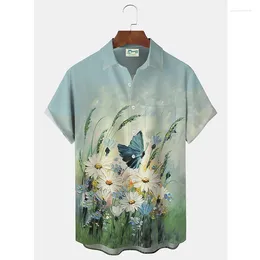 Men's Casual Shirts Mens Designer Clothes Print Flower Oversized Summer Travel Hawaii Beach Hawaiian Harajuku Blouse Camisa Masculino