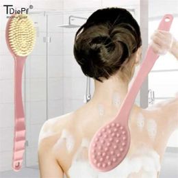 Bath Tools Accessories Exfoliator Skin Massager Cleaning Brush Soft Body Scrubber Shower Long Handle Bathroom Q240430