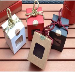 DHL 500pcs lot 7 5 7 5 9cm Window box kraft paper gift box honey jam tea brown sugar box Candy Boxes193q5111755