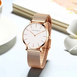 Women Watch Top Brand Drop Japan Quartz Movement 36mm Rose Gold Waterproof Fashionable Nordic Minimalist Ladies Watches 240428