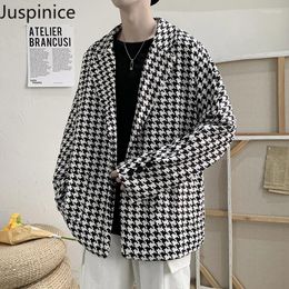 Men's Jackets Spring Autumn Lapel Plaid Blazers Fashion Loose Casual High Street Handsome Overcoat Men Male Clothes