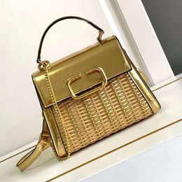 Summer Vsling Woven Designer Handbag Gold Tote Bag Classic v Flip Cover Crossbody Chain Luxury Wallet Women Top Handle Bags Adjustable Shoulder Straps