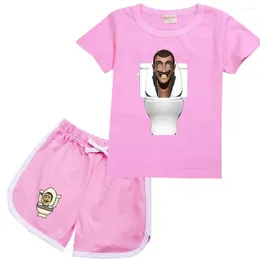 Clothing Sets Skibidi Toilet Clothes Kids Camera TV Man T SHIRT Baby Boys Cotton Short Tops Shorts 2PCS Girls Summer Fashion Outfits