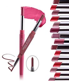 MISS ROSE New Matte Lipstick Pencils Doubleend Lip Liner Lip Makeup Waterproof Sexy Nude Colour Lips Batom7836586