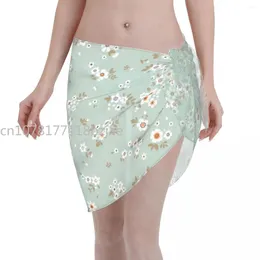 Sexy Chiffon Swimwear Pareo Green Flower Floral Beach Cover Up Wrap Kaftan Sarong Skirts Dress Swimsuits Bikini Ups