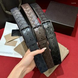 Belts 3.5cm Men Business Work Casual Woven Leather Belt Simple And Elegant Needle Buckle Luxury Gift For Gentlemen Delicate Accessory