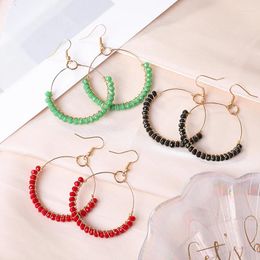 Dangle Earrings Ethnic Boho Glass Bead Round Earring For Women 2024 Gold Color Big Circle Drop Wholesale Fashion Jewelry